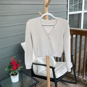 John Galt Ivory Cropped Cardigan